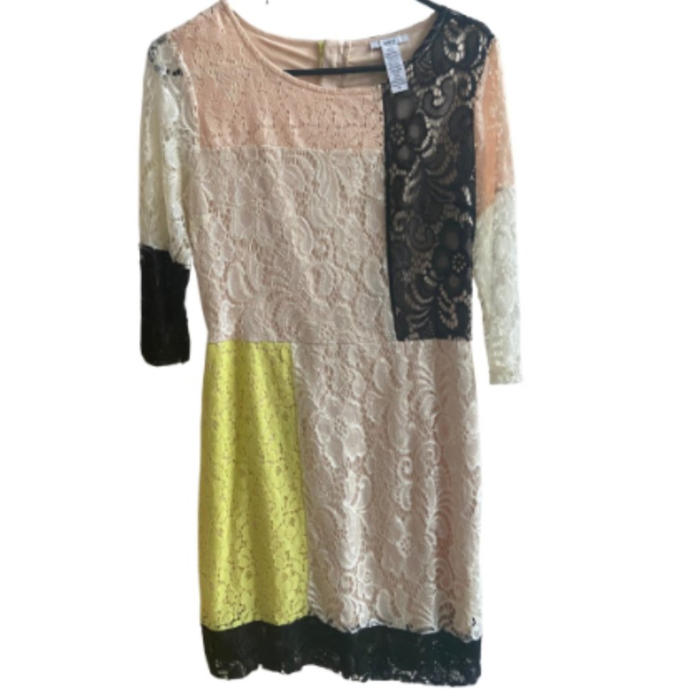 Bar III, Lace Color block Panel dress
